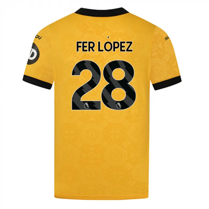 Wolverhampton Wanderers Shirt Store | 2025-26 Wolves Home Shirt – Adult FER LOPEZ 28 Collection Wolverhampton Wanderers Official Gear